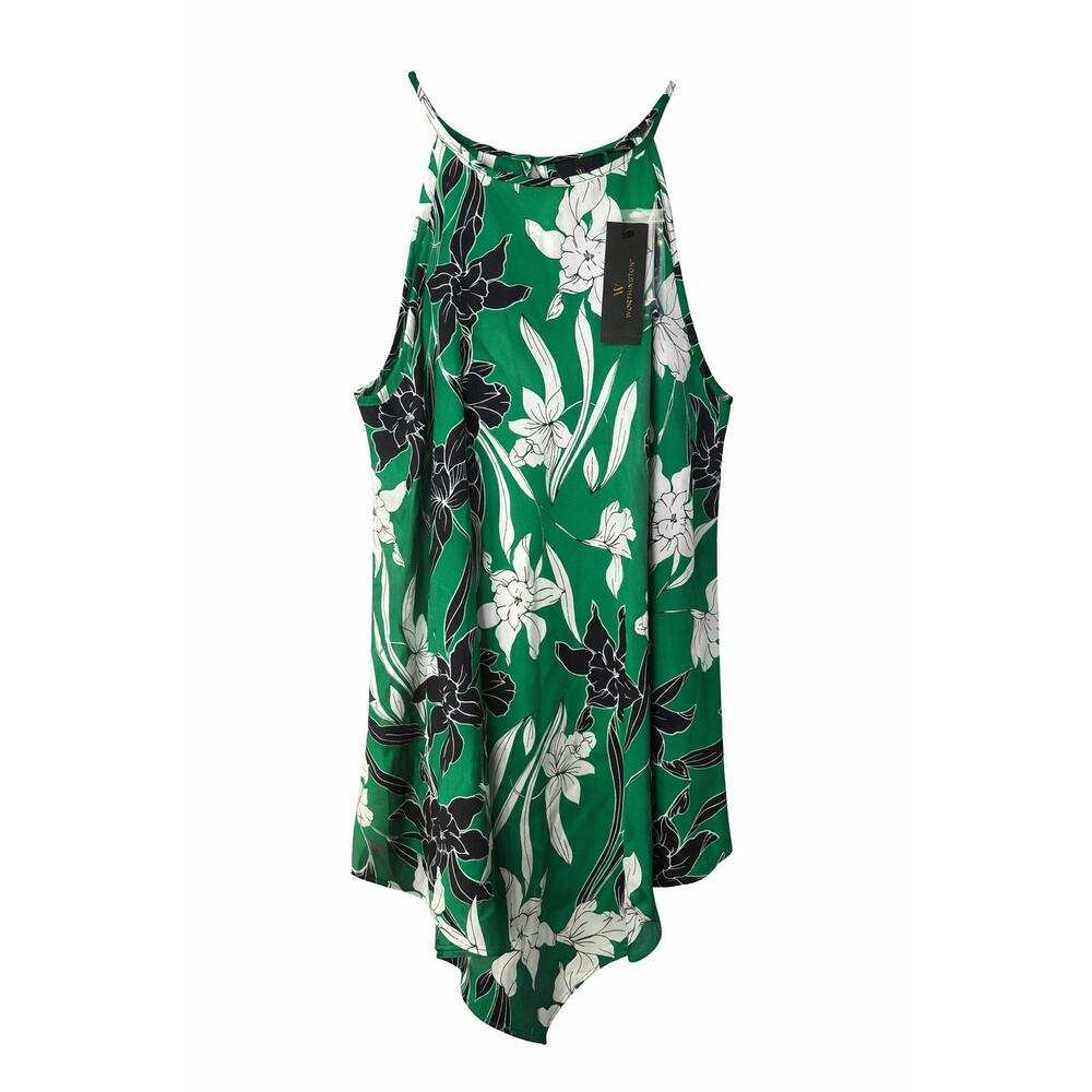Worthington Women’s Green Floral Halter Neck Sleeveless Blouse XS NWT
